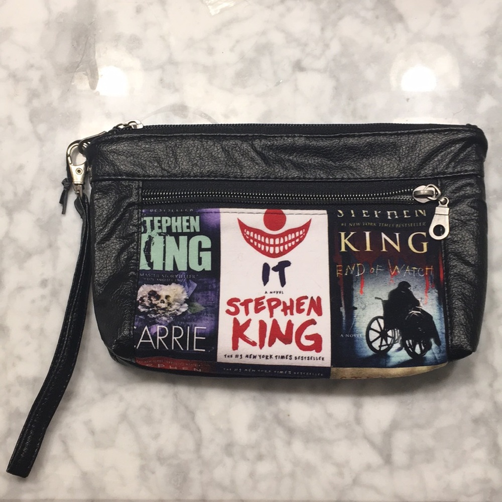 Stephen King print pleather wristlet